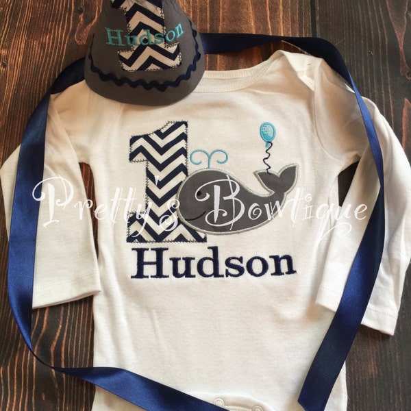 Boys Whale 1st Birthday outfit shirt or t shirt - Smash Cake outfit - Custom Birthday outfit Whale
