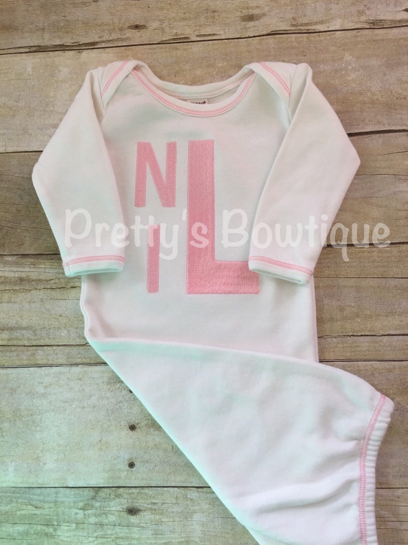 Girls Coming home outfit Monogram gown~Monogramed newborn gown
