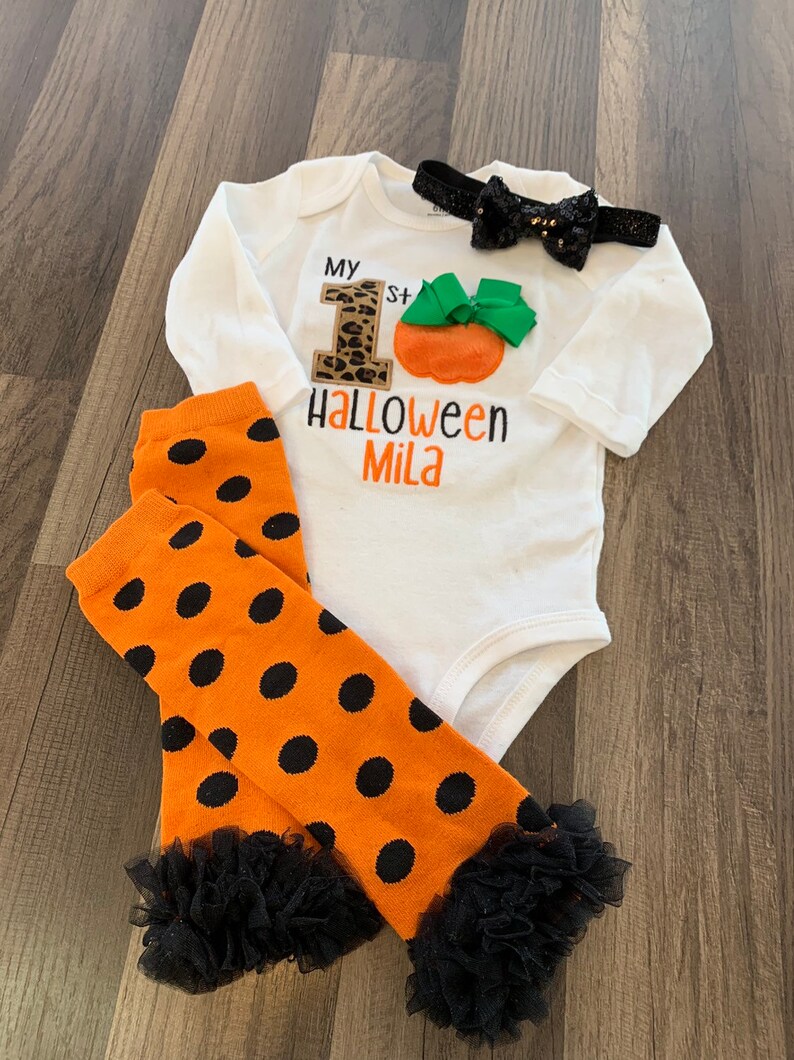 Girls Pumpkin 1st Halloween set 1st Halloween shirt- First Halloween Outfit- Girls Halloween Bodysuit or shirt girls