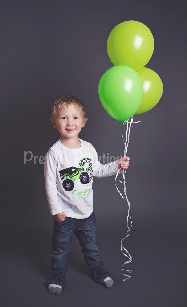 Monster Truck Birthday Shirt With Name & Age Embroidered - Etsy