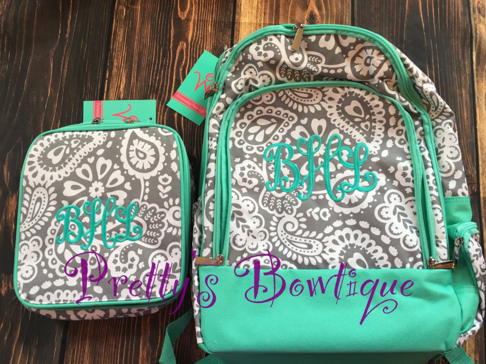 Monogrammed Backpack Book Bag Monogrammed Lunch Box Etsy