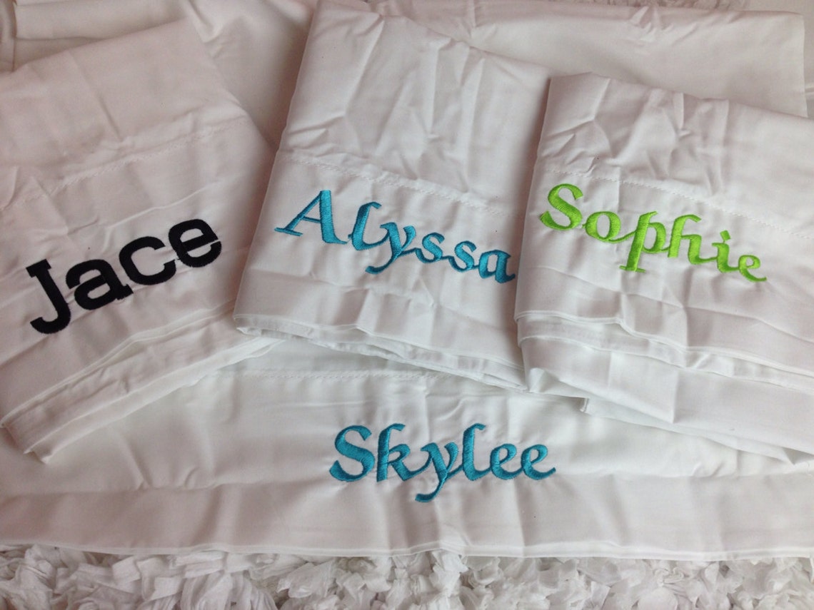 Monogram Pillow Cases Embroidered With Name or Initials Etsy
