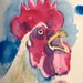 ORIGINAL Rooster WATERCOLOR Painting by Benjaminart9 , Colorful Birds, Garden Flowers, Wall Art, Home Decor, Home Gift, light blue,