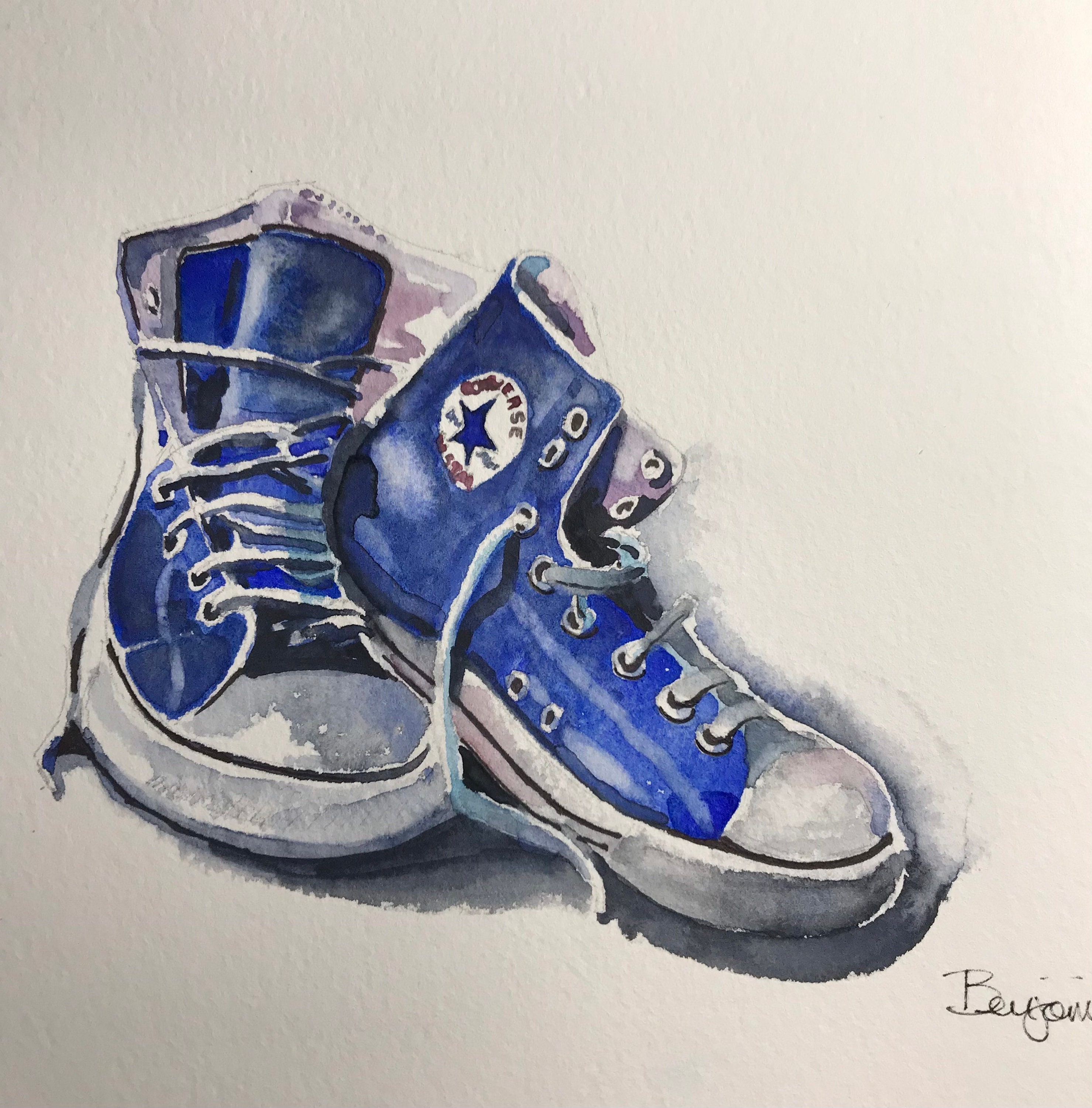 ORIGINAL Converse All Star WATERCOLOR Painting by Benjaminart9