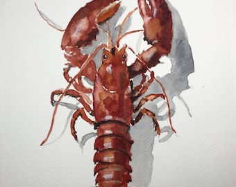 ORIGINAL  Lobster Fishing Watercolor .  Benjaminart9 , Colorful Boats, Garden Flowers, Wall Art, Home Decor, Home Gift, light house, Scotia