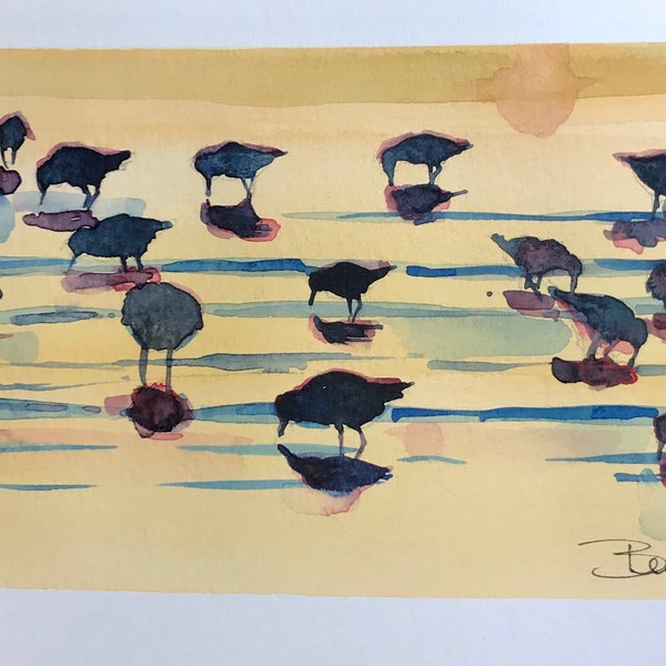 Shorebird Original watercolor paintings, watercolour landscape, abstract, floral, flower, print, birds figures,custom work Nova Scotia Art