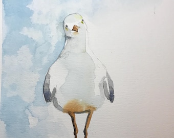 Seagull Wall Art Original watercolor painting watercolour landscape abstract floral flower print birds figures custom unique