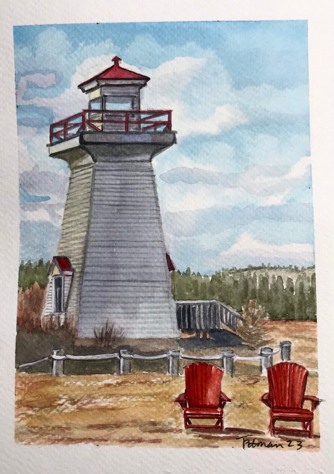 Lighthouse ORIGINAL Watercolor Painting by Tracy Pitman My Bride, Birds ...