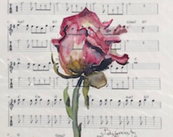 Limited Edition PRINT -Wedding Rose Wall Art - print from watercolour landscape