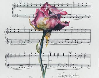 Limited Edition PRINT -Wedding Rose Wall Art - print from watercolour landscape