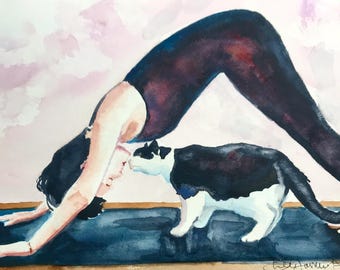 Limited Edition PRINT -Yoga  Wall Art - print from watercolour landscape