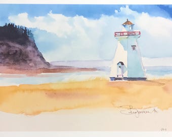 Five Islands Lighthouse Limited Edition Print  by Benjamin Pitman, Birds Wild Life, Warm Sunny Flowers, Garden Flowers, Wall Art, Home