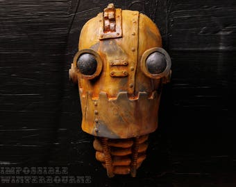 Streetart steampunk Rusted Robot sculpture. "SteamBot" - Rusted Custom artwork. Great gift idea for Christmas