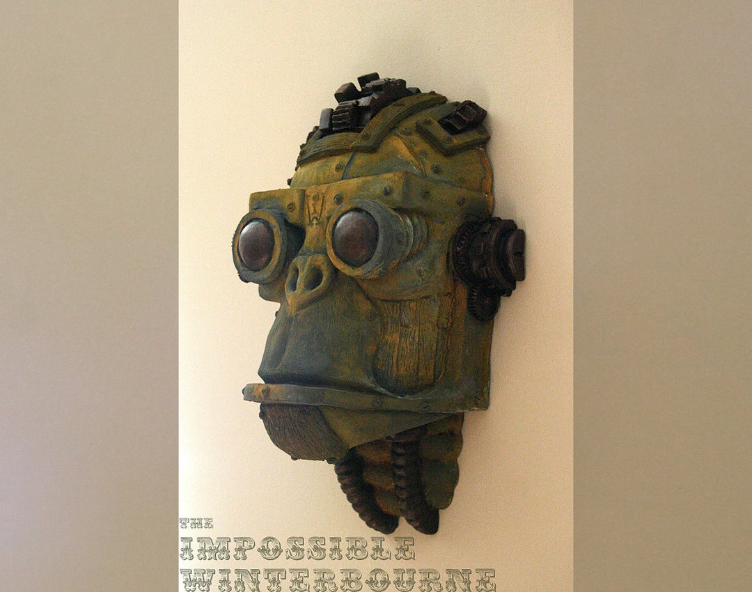 Mechanical Gorilla Sculpture With Rusted Finish and Bronze Details Mech