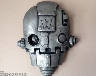 SteamPunk Robot Sculpture - Pewter Finish, Clockwork Eye, street art, home and garden decor, Scifi Robot Artwork