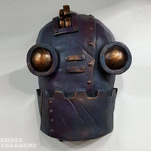 Steampunk Robot Sculpture  &quot;SteamBot Face&quot; • Purple and Bronze •
