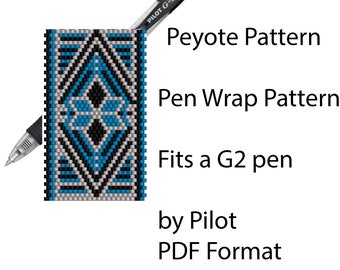 Black Blue PDF  Pattern. Peyote Beading Pattern. G2 Pen Cover. Peyote Pen Wrap. Pen Wrap Pattern. Pilot G2 Pen Wrap. Peyote Beading Pattern.