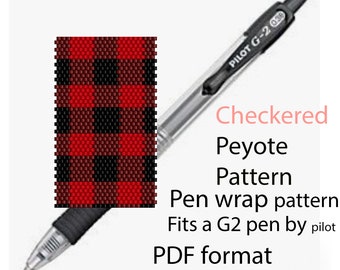 Checkered PDF  Pattern. Peyote Beading Pattern. G2 Pen Cover. Peyote Pen Wrap. Pen Wrap Pattern. Pilot G2 Pen Wrap. Peyote Beading Pattern.