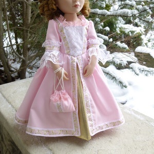 Fancy 17th/ 18th century Spring and Summer eight-piece outfit for A Girl For All Time or similar 16 inch doll (Doll Not Included)