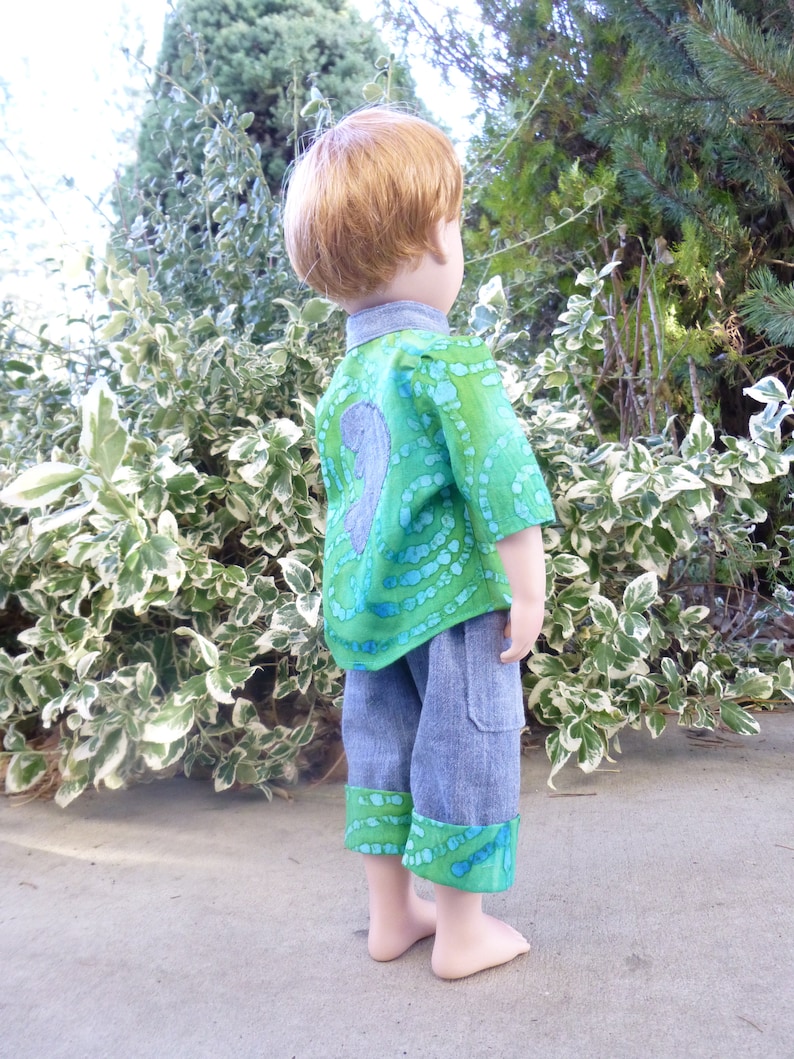 Doll Not Included OOAK Manatee Big Shirt clam digger cargo pants set for GirlForAllTime or similar 16 inch boy dolls