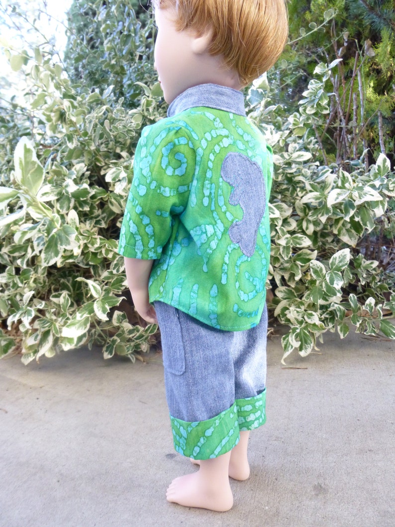 Doll Not Included OOAK Manatee Big Shirt clam digger cargo pants set for GirlForAllTime or similar 16 inch boy dolls