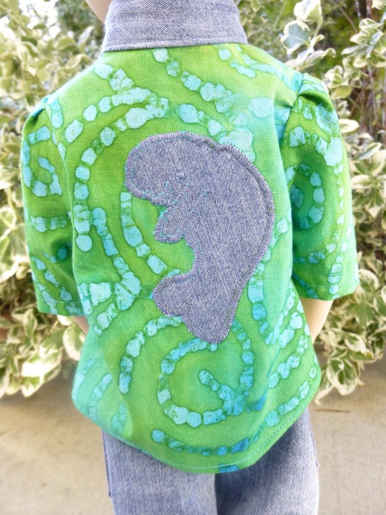 Doll Not Included OOAK Manatee Big Shirt clam digger cargo pants set for GirlForAllTime or similar 16 inch boy dolls