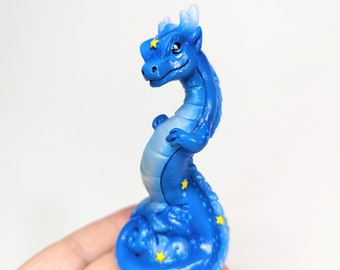 Cerulean Blue Lucky Stars Eastern Peep Dragon figurine