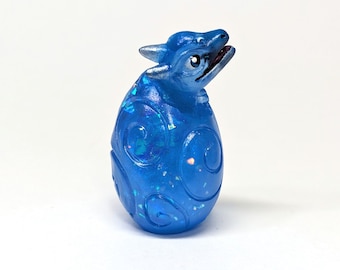 Hatching Sapphire Blue Peep Dragon baby original art sculpture figurine