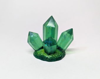 Emerald Green Nostalgic Video game style Crystal Cluster figurines dragon gems small handmade art pieces