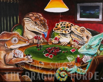 Digital Download Art | Poker Buddies Illustration | Herpetology Art | Reptile Art