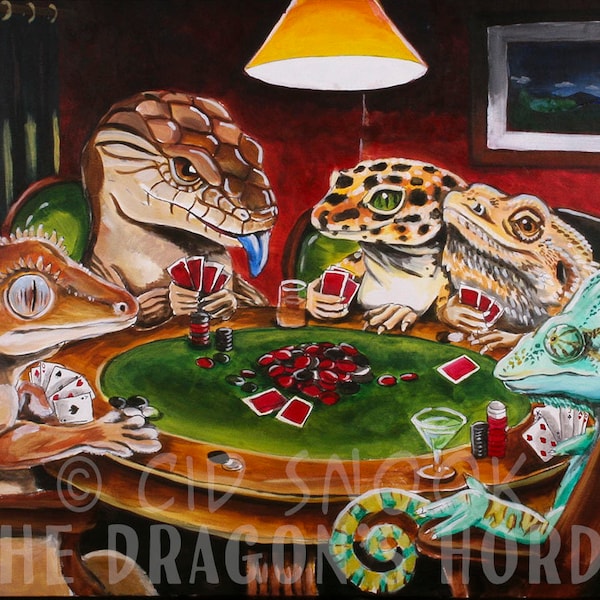 Digital Download Art | Poker Buddies Illustration | Herpetology Art | Reptile Art