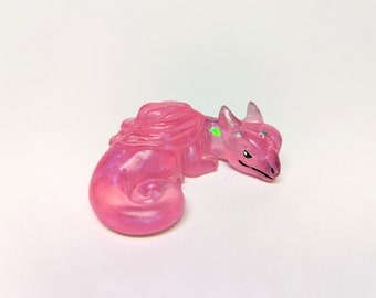 Pink Crystal Sleepy Peepy Dragon art toy handmade