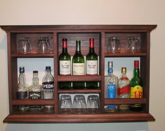Wine Rack Rustic Liquor Cabinet With Battery Operated Led Etsy