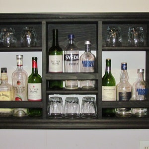 Mini Bar W/O wine rack, 3'x2' wall hanging liquor Cabinet, Black wine rack ( SKU # WORB )