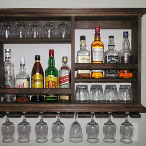 Mini Bar, Espresso Stain, liquor cabinet, Wine Rack, 3' X 2' minimalist style  ( SKU # 9BE )