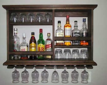 Mini Bar, Espresso Stain, liquor cabinet, Wine Rack, 3' X 2' minimalist style  ( SKU # 9BE )