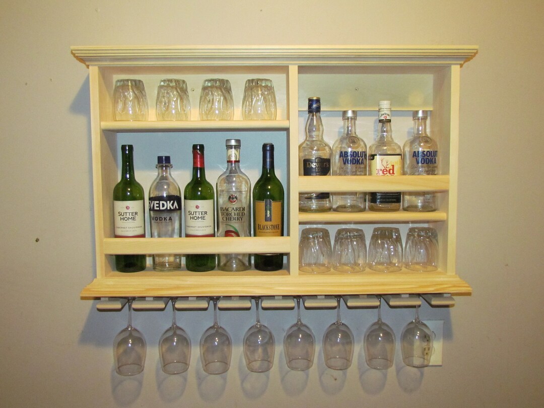 Unfinshed Mini Bar 3 x2 Liquor Cabinet Wall Hanging Wine Rack SKU 9BUF Etsy