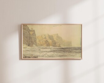 Baldart Castle, Kilkee, County Clare, Ireland - Vintage Spring St. Patricks Irish Oil Landscape - Art for Frame TV