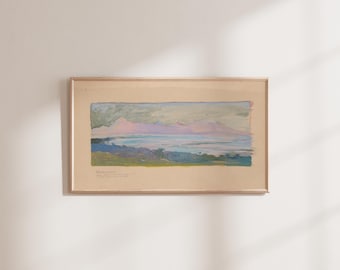 The Island of Moorea Looking across the Strait from Tahiti - Vintage Spring Summer Abstract Landscape - Art for Frame TV
