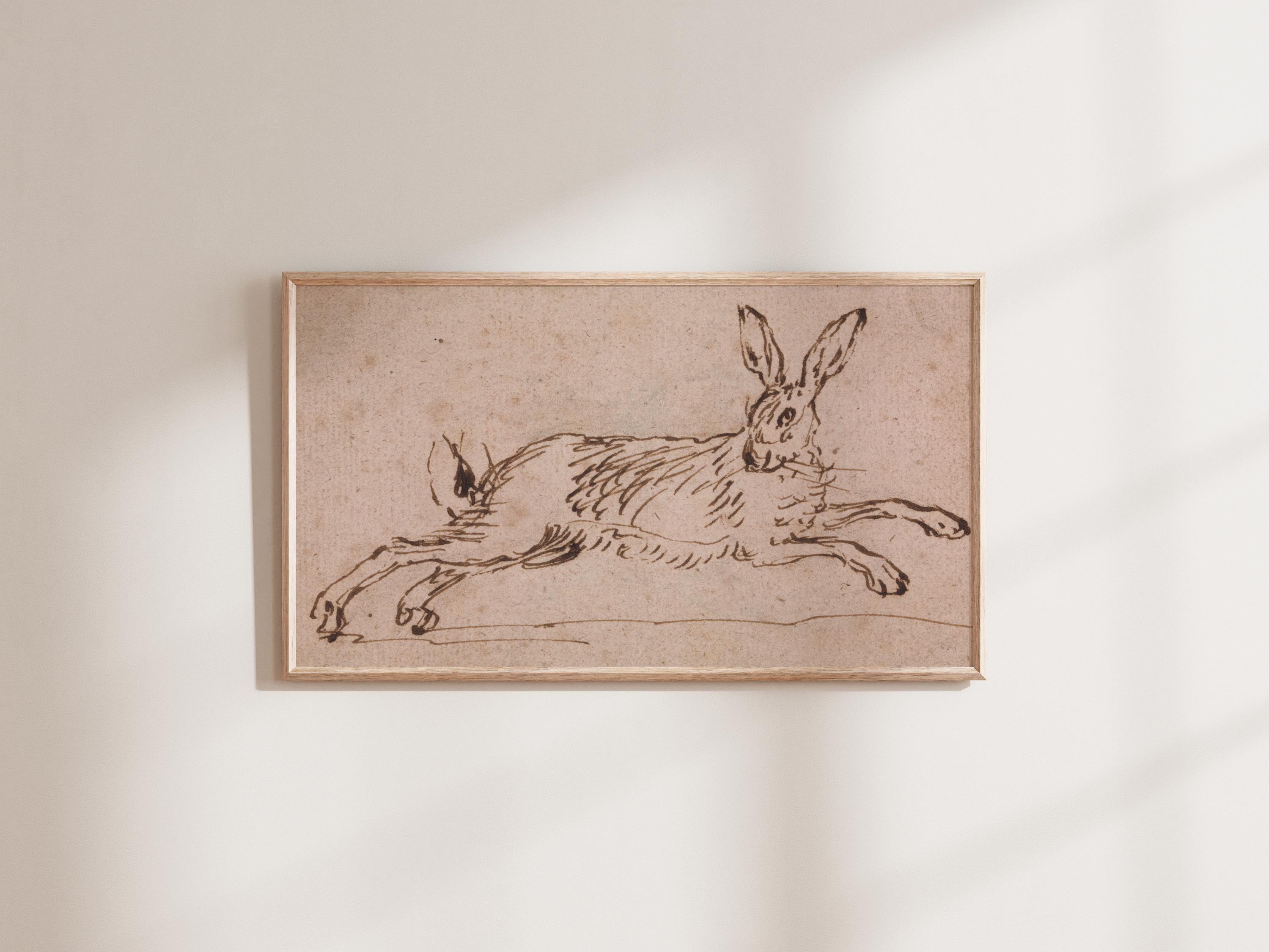 A Hare Running, with Ears Pricked -  Spring Easter Rabbit Sketch - Art for Frame TV