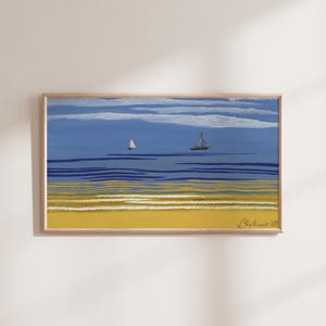 Marine avec bateaux à voiles - ヴィンテージサマーボート航海絵画 - フレーム TV 用アート
