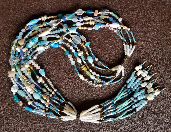 ABACO SEAS Beachy Blue Bohemian Statement Necklace 5-strand - Etsy