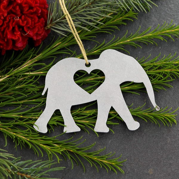 Personalized Elephant Christmas Ornament, Stocking Stuffer, Nursery Elephant, Elephant Jungle Custom Name Gift, Elephant Lover Ornament