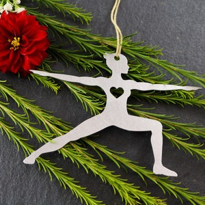 Yoga Christmas Ornament, Warrior Two Pose, Stocking Stuffer, Personalized Yoga Gift for Her, Custom Yoga Ornament, Meditation and Breathing