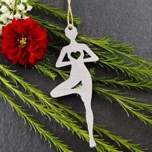 Tree Pose Yoga Christmas Ornament, Personalized Yoga Ornament, Yoga Teacher Gift, Gift for Yogi, Meditation Ornament, Namaste Gift, Gift Her image 1