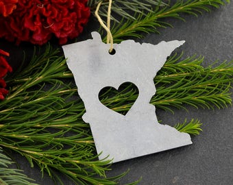 Minnesota MN Metal State Christmas Ornament / Personalized Gift for Her Him / Up North / Stocking Stuffer / Minnesota Holiday Decor / Viking