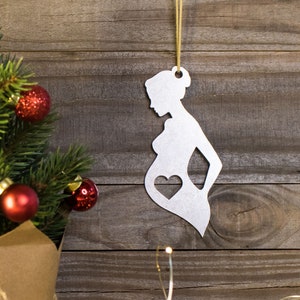 Pregnancy Metal Christmas Ornament, Personalized Pregnancy Ornament