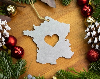 France Country Christmas Ornament / French Family Heritage Gift / Europe Travel Ornament / Paris Vacation Memento / Travel to France Gift
