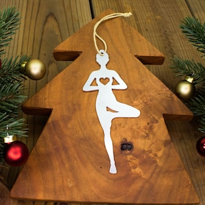 Tree Pose Yoga Christmas Ornament, Personalized Yoga Ornament, Yoga Teacher Gift, Gift for Yogi, Meditation Ornament, Namaste Gift, Gift Her image 2