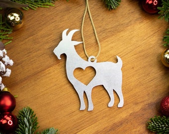 Goat Metal Animal Christmas Ornament / Hobby Farm Animal Pet / Homesteading Gift / Screaming Goat / Goat Sheep Pasture Herd / Pet Memorial